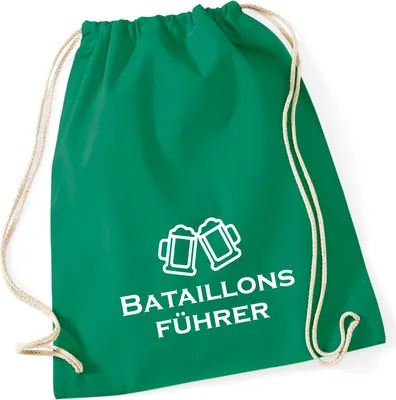 Produktbild von Huuraa Turnbeutel Bataillonsführer Schützenfest 12 Liter Kelly Green Baumwolle Rucksack Geschenkidee