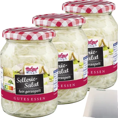 Produktbild von Hofgut Selleriesalat 3er Pack (3x370ml Glas) + usy Block