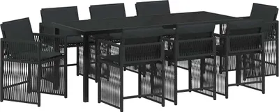 Produktbild von vidaXL Garten Essgruppe 9 stk. Schwarz Poly-Rattan