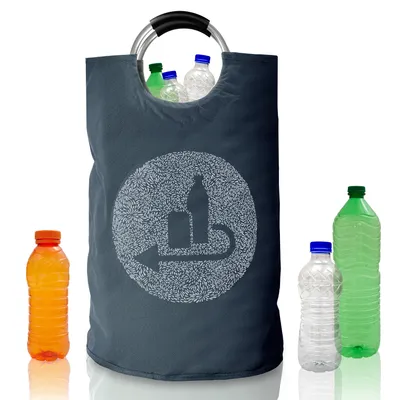 Produktbild von Dimono Flaschensammler Aufbewahrungskorb faltbar - Praktischer Pfandflaschen Sammelbehälter für Leergut, Mehrweg & Altglas (Blau, 38x65 cm)