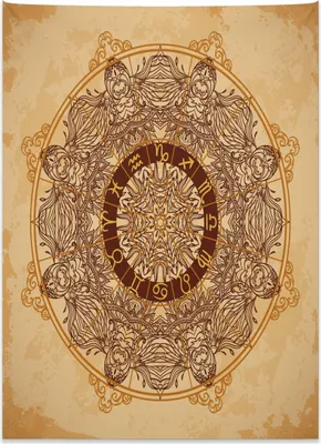 Produktbild von Abakuhaus Bräunen Wandteppich, Astrologie im Alter von aus Weiches Mikrofaser Stoff Kein Verblassen Klare Farben Waschbar, 110 x 150 cm, Braun Tan