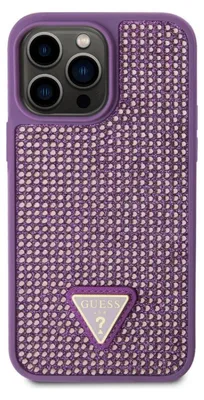 Produktbild von Guess Rhinestones Triangle Metal Logo Case fr iPhone 15 Pro Max Purple