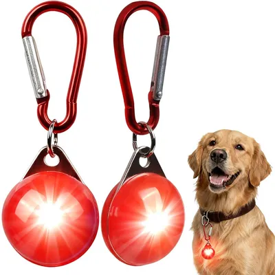 Produktbild von 2er-Set Hundeleuchten, 3 Modi, wiederaufladbare Hundehalsband-Anhänger, extra hell, rot, wasserdicht, für Hunde, Kinder, Jogger & Camper