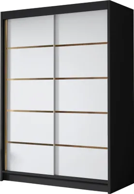 Produktbild von MIRJAN24 Schiebetürenschrank Lungo IV, Kleiderschrank mit Kleiderstange, mit zwei Schwebetüren, Garderobe (Farbe: Schwarz / Weiß)