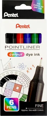 Obrázek produktu pro Liner "Pointliner", 6 různých barev, 0,4 mm, sada, PENTEL S40-6