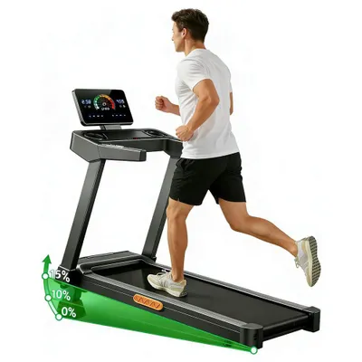 Produktbild von ROBORE L20 Klappbares Laufband mit 15 % Steigung, 3,5 PS leiser Motor, 180 kg Belastbarkeit & Gelenkschutz – Ideal für Zuhause & Büro