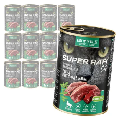Produktbild von Super Rafi Cat 12x400g getreidefreies Nassfutter für kastrierte Katzen mit Gänse- und Putenleber