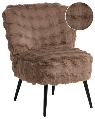 Produktbild von BELIANI Sessel Hellbraun / Schwarz aus Kunstfell ohne Armlehnen Elegantes Design Modern für Wohnzimmer Schlafzimmer Retro Stil