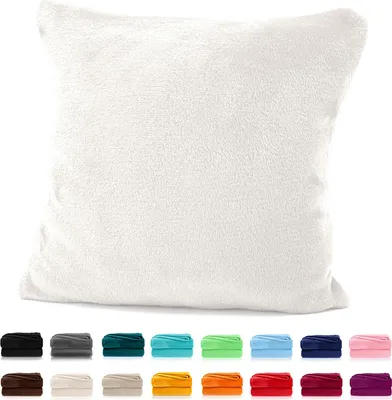 Produktbild von heimtexland ® Flanell Kuschel Kissen Super Soft Plüsch Deko Kissenhülle Typ380 Creme 48 x 48 cm