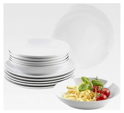 Produktbild von Teller-Set für 6 Personen, 12-teilig, Porzellan, Weiß