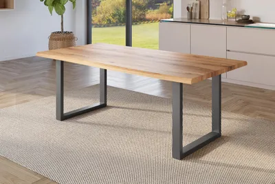 Produktbild von Esstisch Baumkante Holz-Optik Wildeiche 200 x 100 U-Gestell schwarz JULIUS