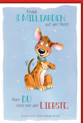 Produktbild von Geburtstag - Karte mit Umschlag - Fröhlicher Hund, gezeichnet
