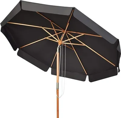 Produktbild von KOMFOTTEU 3M Sonnenschirm, Gartenschirm aus Buchenholz neigbar, Terrassenschirm Wasserabweisend & Sonnenschutz, Strandschirm robust mit 8 Streben