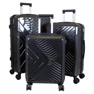 Produktbild von Kofferset Bergamo Hartschale 3teilige Trolleyset mit 4 Rollen Reisekofferset 3er Set L+M+S schwarz