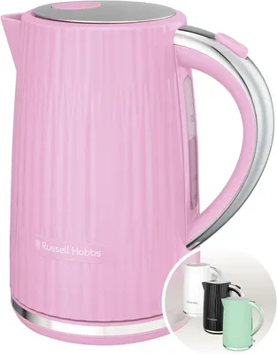 Produktbild von Wasserkocher Eden Himbeere 1,7L Retro-Design mit Edelstahlakzenten, Kalkfilter, Deckelöffnung per Knopfdruck, Wasserstandsanzeige,BPA-frei,360°-Sockel