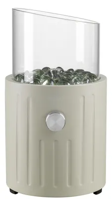 Produktbild von tepro Tischgasfeuerstelle Fluvin, rund geprägt pulverbeschichtet, Edelstahl-Brenner 0,9 kW, Glas-Windschutz mit Glasdekorsteinen, 17x17x30 cm, creme