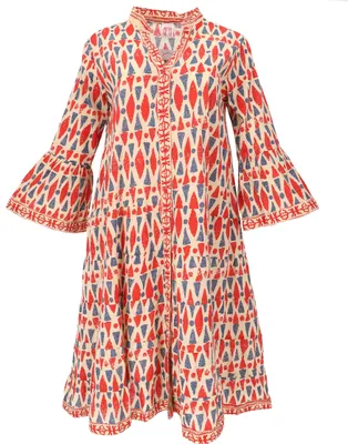 Produktbild von Boho Baumwoll Maxikleid, Oversize Sommerkleid - Rot, Damen, Baumwolle, Kleider