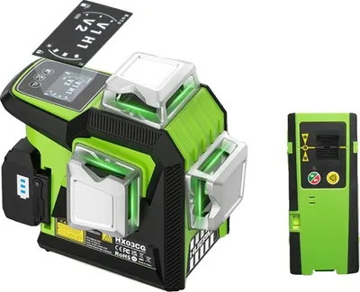 Zdjęcie produktu dla Niwelator laserowy, 12 linii laserowych, ekran LCD, zestaw HX03CG