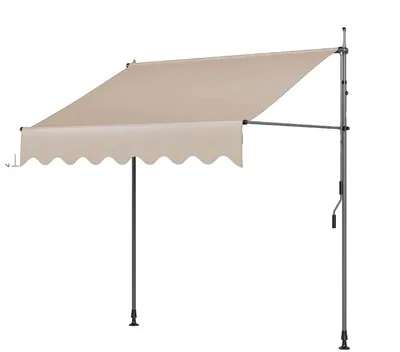Obrázek produktu pro Balkonová markýza, nastavitelná výška 200-300 cm, látka odolná proti UV záření, 300 x 120 cm, khaki barva