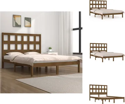 Produktbild von vidaXL Massivholzbett Honigbraun Kiefer 200x200 cm -  Betten & Bettgestelle