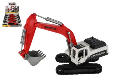 Obrázok produktu pre Stavebná technika – pásový bager z plastu/kovu, 8 x 26 cm, na voľný chod, 8 ks v krabici