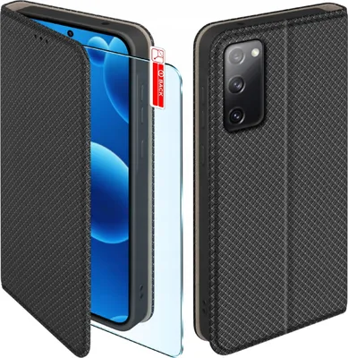 Immagine prodotto di Custodia con patta per Samsung S20 FE Chiusura a scatto Nera Custodia + Vetro