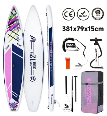 Obrázek produktu pro Nafukovací SUP WaveRite 381 × 79 × 15 cm, ultralehký, nosnost 200 kg, pro 1–2 osoby, dobrodružství a rodina, kompletní sada, fialová