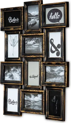 Produktbild von Bilderrahmen Schwarz Kupfer 12 Fotos 10x15cm Barock Fotorahmen Collage Galerie