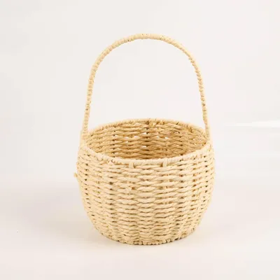 Image de Panier rond avec anse, naturel, 28 x Ø 18 cm