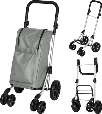 Produktbild von Zusammenklappbarer Einkaufswagen, 46-Liter-Tasche, Kühlbox, verstellbarer Griff