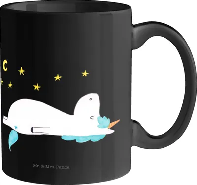 Produktbild von Mr. & Mrs. Panda Tasse Einhorn Sternenhimmel - Schwarz - Geschenk, Sterne, Verrückt, Pott, Einhörner, Unicorn, Teebecher, Trinkbecher, Teetasse, Becher