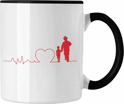 Produktbild von Trendation - Feuerwehr Tasse Geschenk für Feuerwehrmann Geburtstag Männer Spruch Evolution Sohn Vater (Schwarz)