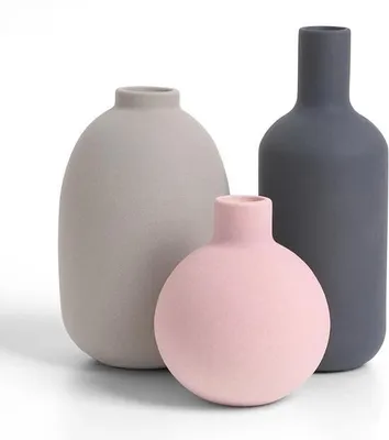 Produktbild von Famanu Keramische Dekoration 3er Set - Neutrale Farben für Wohnzimmer - Esszimmer - Küche - Modern Minimalistisch