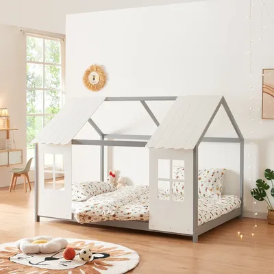 Obrázek produktu pro Dětská postel "Tostedt" s polootevřeným designem 120x200cm šedá/bílá