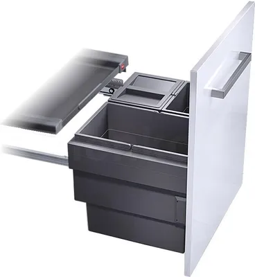 Produktbild von HAILO 3608631 CARGO SYNCHRO 3-fach Trennung 54 Liter für 60 cm Schrankbreite / Abfalltrennsystem