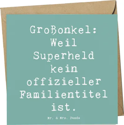 Produktbild von Mr. & Mrs. Panda Grußkarte Spruch Großonkel Superheld - Meeresbrise - Geschenk, Klappkarte, Familientradition, Heldentaten, Geburtstage, Familie, anlasskarte, doppelkarte