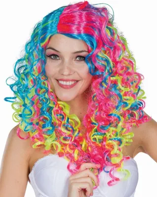 Produktbild von Damen Perücke Maisie Neon Bunt Locken Karneval Fasching Kostüm Zubehör