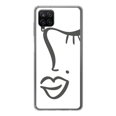 Produktbild von MuchoWow® Handyhülle Schutzhülle Hülle für Samsung Galaxy A12 Frau - Schwarz - Weiß - Abstrakt Silikon Softcase Handy Hülle - Bild