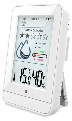 Produktbild von Miraval Raumklimastation Weiß mit Hygrometer, Schimmelwarner, Temperatur- & Luftfeuchtigkeitsanzeige