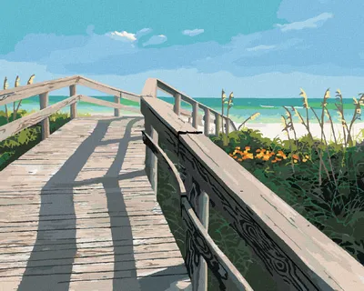 Produktbild von Zuty - Malen nach Zahlen - BRÜCKE ZUM STRAND (ROBERT JOHNSON), 40x50 cm, ohne Keilrahmen