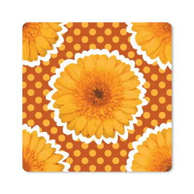 Produktbild von MuchoWow® Mauspad Mousepad Blumen - Punkte - Vintage - Muster 20x20 cm - Mousepads - Maus Mat - Pad - Mausunterlage - Desk Mat - Bureauartikeln