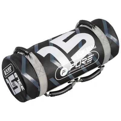 Immagine prodotto di Pure2Improve Power Bag 15 kg, nero/grigio, maniglie gommate, materiale resistente agli strappi, borsa pesi Fitness Bag Sandbag per allenamenti funzionali Fitness, allenamento di forza e resistenza