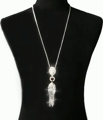 Produktbild von K1228* lange Halskette versilbert  Zirkonia Strass SCHMUCK NEU