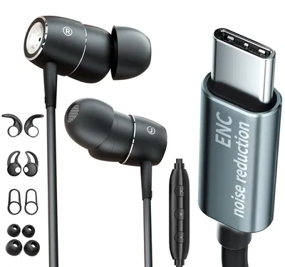Produktbild von USB C Kopfhörer mit Mikrofon Geräuschunterdrückung Tiefbass Kabel Ohrhörer