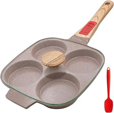 Produktbild von Eierkochenpfanne mit Deckel - Antihafteigenschaft, 4 Eier, Abnehmbarer Griff, Induktionskompatibel