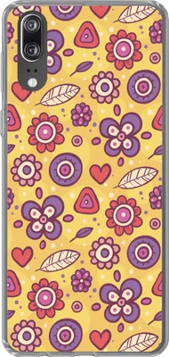 Produktbild von MuchoWow® Handyhülle Schutzhülle Hülle für Telefoonhoesje Huawei P20 Muster - Blumen - Lila - Orange Silikon Softcase Handy Hülle - Hardcover
