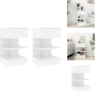 Obrázek produktu pro vidaXL Noční stolky 2 ks. Bílé 40x35x65 cm materiál na bázi dřeva - Noční stolky