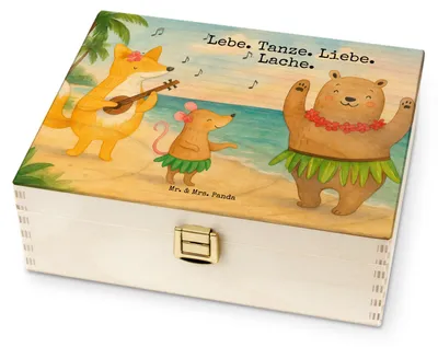Produktbild von Mr. & Mrs. Panda Teebeutel Behälter Waldtiere Aloha Design - Weiß - Geschenk, Tee Organizer, Wald, Tiermotive, Teebox, Bär, für Paare, Beutel Halter, Aufbewahrung, Tanzen
