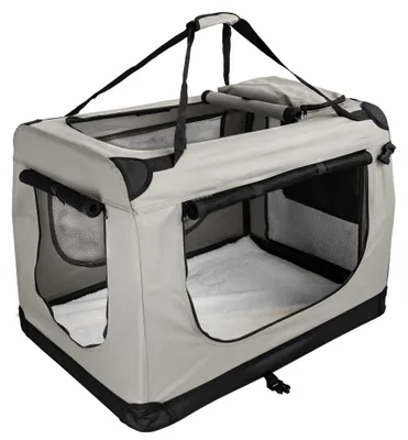 Produktbild von Faltbare Hundebox Transporttasche Transportbox Auto Katze Hunde Kaninchen Beige Cream Große Kleine Box Bag Klein Tasche Transport 7 Größen S - XXXXL Petigi, Größe:XL (82 x 57 x 58 cm)