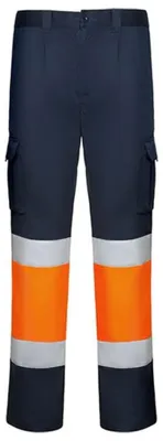 Imagen del producto de Roly Workwear - Pantalones de trabajo de alta visibilidad para hombre, modelo LT6003 (41,5R) (Azul marino/Naranja fluorescente)